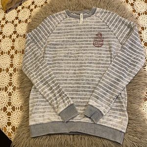 RVCA Soft midwieght L/S Size S Heather grey with white stripes. Anchor on chest